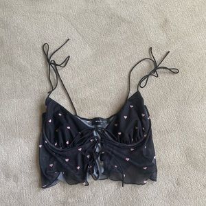 White Fox black cami with pink hearts